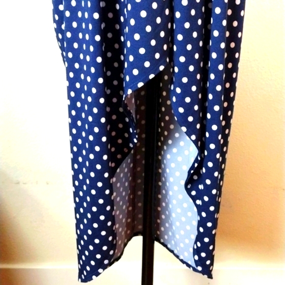 MSK Navy Blue and white polka dot jumpsuit with asymmetrical legs - Picture 8 of 14